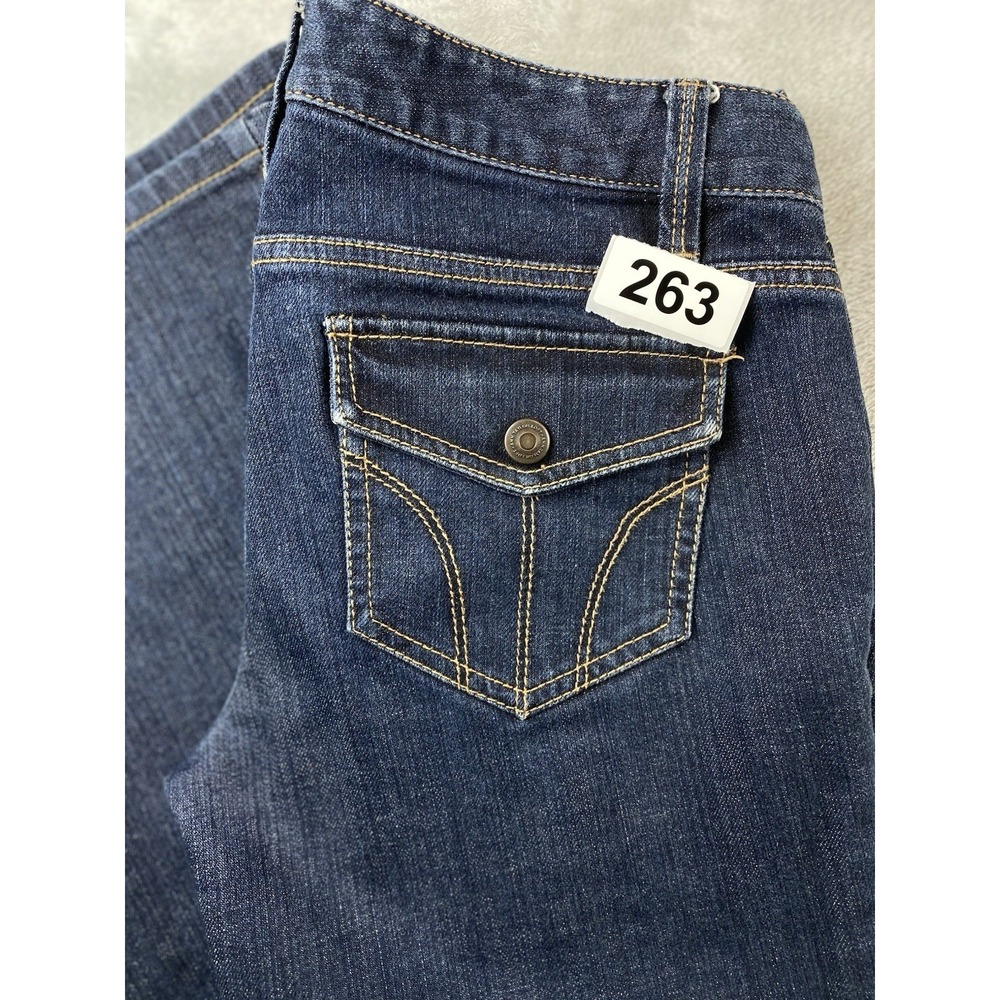 Ann Taylor LOFT Jeans Women's Flare Dark Size 4 Snap Flat Back pockets 30x32 - Picture 11 of 11